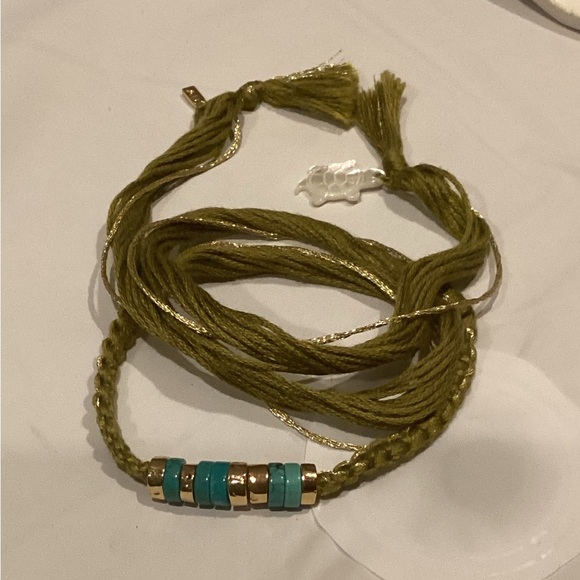 AURELIE BIDERMANN HONOLULU TURQUOISE &.GOLD BEAD MOP TURTLE WRAP BRACELET - Picture 1 of 8